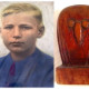 Aldert Kaman met zelfgesneden kunstwerk. Hij volgde de opleiding tot meubelmaker. Bron familie Kaman.