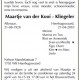 Overlijdensbericht echtgenote Menne van der Kooi. Bron: Noord-Hollands Dagblad 23 april 2010.