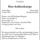 Overlijdensbericht Han Aufdemkampe. Bron www.online-familieberichten.nl