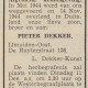 Rouwadvertentie Pieter Dekker. Bron IJmuider Courant 10-12-1951.