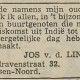 Dankbetuiging na thuiskomst. Bron IJmuider Courant van 14 juli 1949.